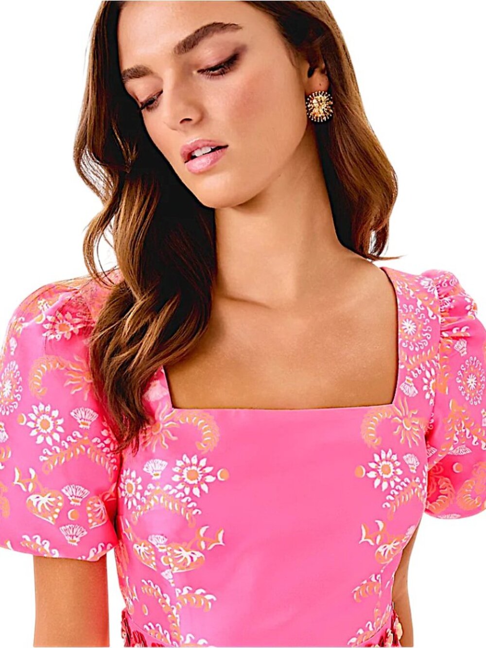 Lilly Pulitzer Cohen Skirted Romper in Sunkissed Pink/Breezy Palm NWT - Size 0 - Picture 5 of 9